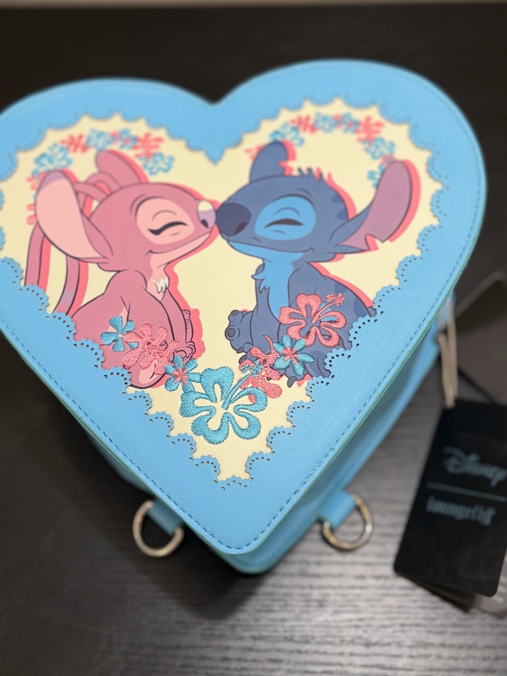 Loungefly Disney Angel & Stitch Heart-Shaped Kids Crossbody Bag - Light